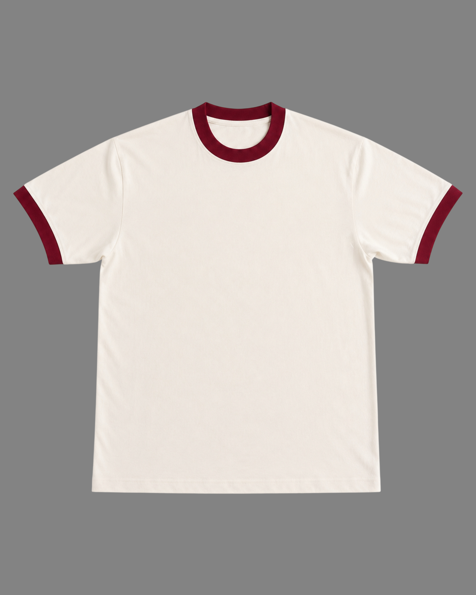 Off White & Maroon Ringer T-Shirt | 220 GSM 96% Cotton Lycra Ringer Tee