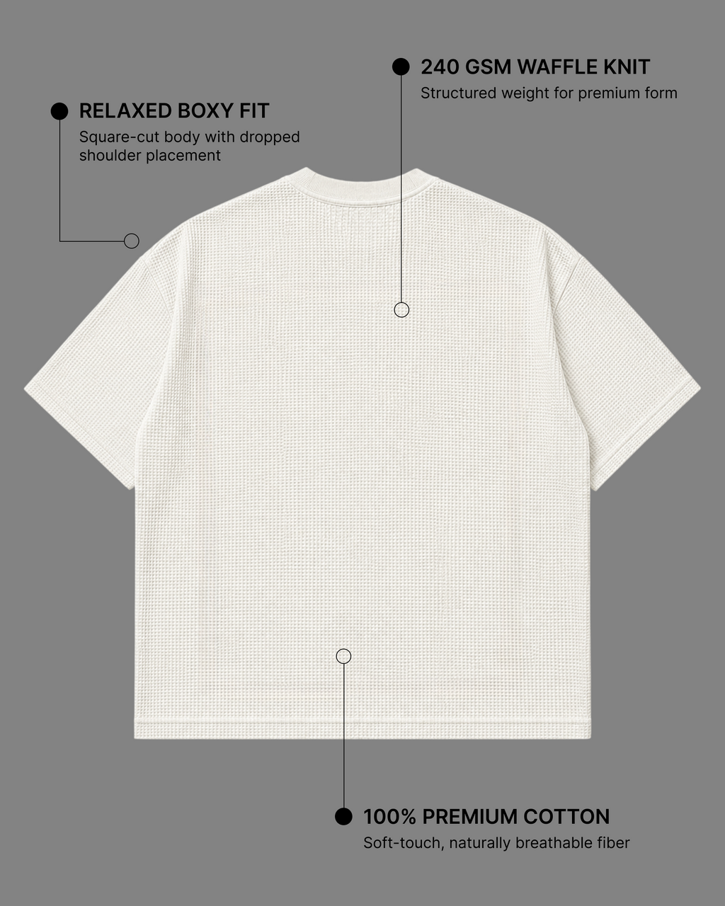 Off-White Waffle Boxy Fit T-Shirt | 240 GSM Waffle Knit Cotton Boxy Fit Tee