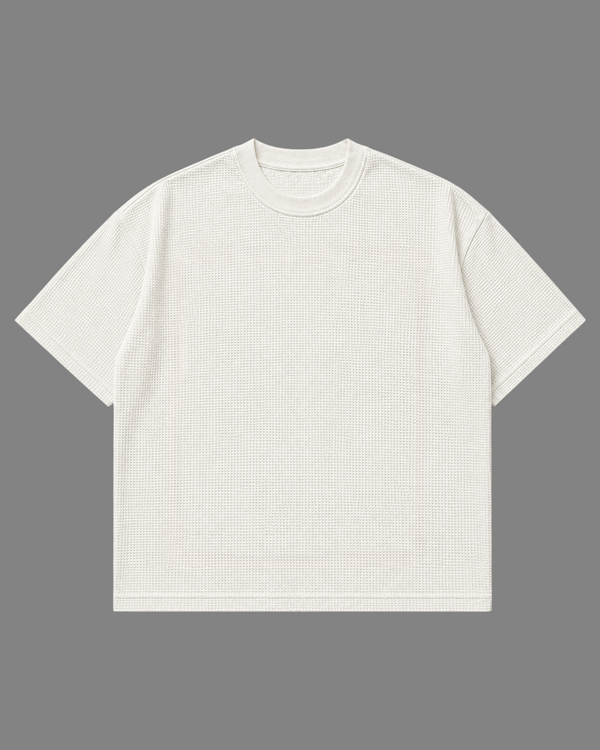 Off-White Waffle Boxy Fit T-Shirt | 240 GSM Waffle Knit Cotton Boxy Fit Tee