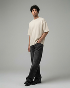 Off-White Waffle Boxy Fit T-Shirt | 240 GSM Waffle Knit Cotton Boxy Fit Tee
