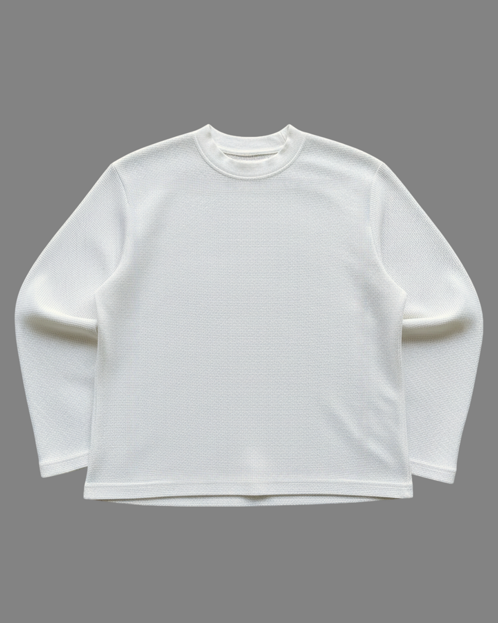 Off-White Waffle Knit Oversized Full-Sleeve T-Shirt | 240 GSM Waffle Knit Cotton Oversized Tee