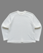Off-White Waffle Knit Oversized Full-Sleeve T-Shirt | 240 GSM Waffle Knit Cotton Oversized Tee