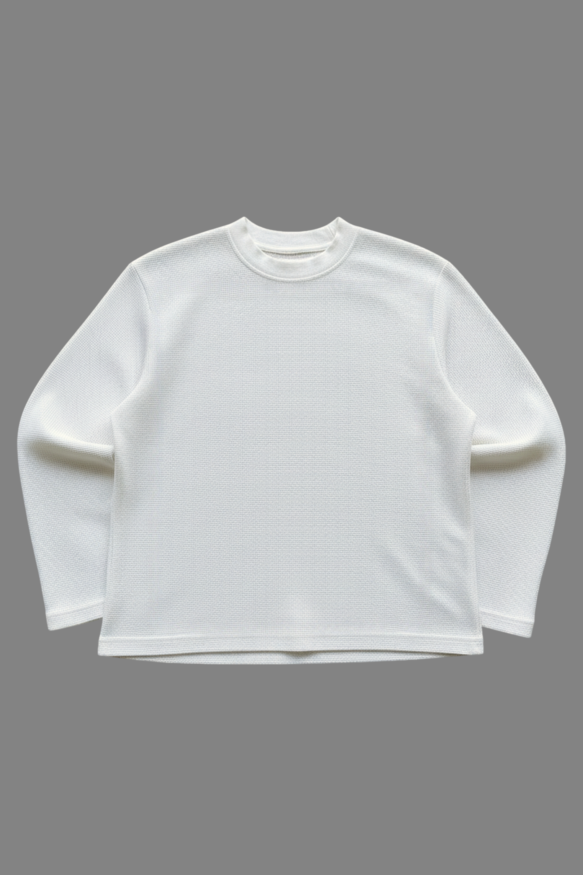 Off-White Waffle Knit Oversized Full-Sleeve T-Shirt
