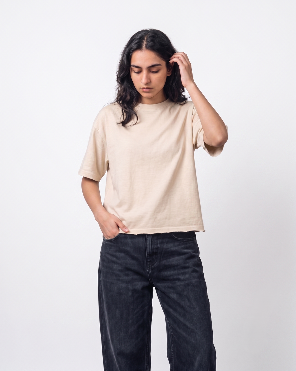 Off-White French Terry Boxy Fit T-Shirt | 240 GSM French Terry Cotton Boxy Fit Tee