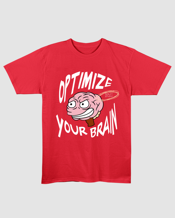 Optimize Your Brain Classic Red T-Shirt | 180 GSM Cotton Regular Fit Tee