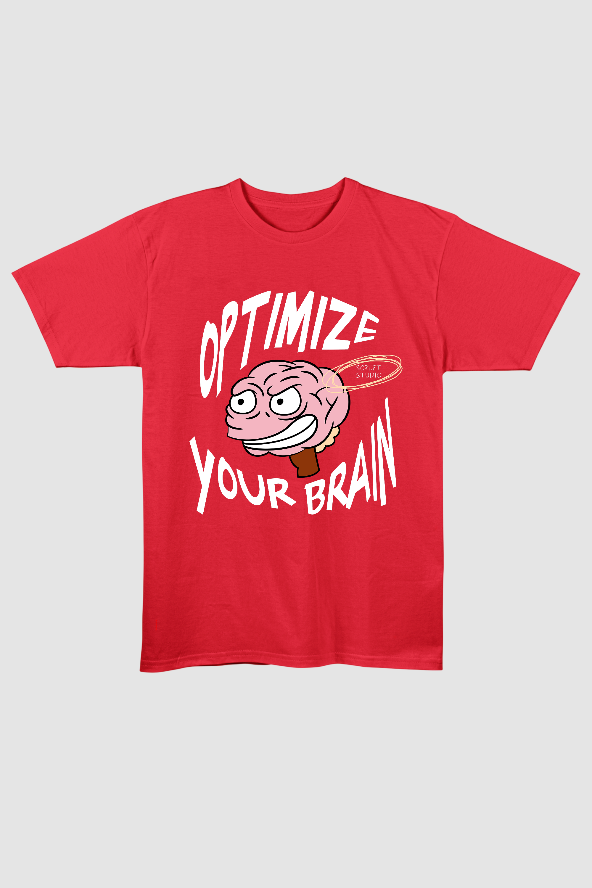 Optimize Your Brain Classic Red T-Shirt | 180 GSM Cotton Regular Fit Tee