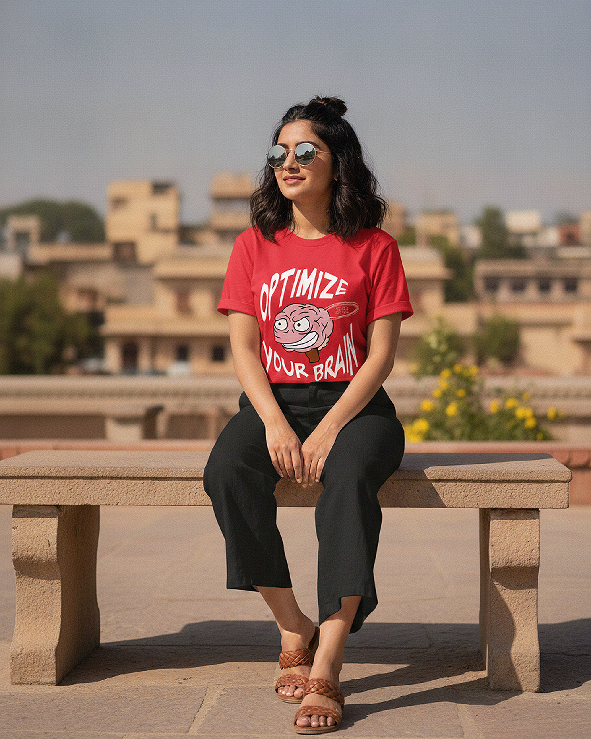 Optimize Your Brain Classic Red T-Shirt | 180 GSM Cotton Regular Fit Tee