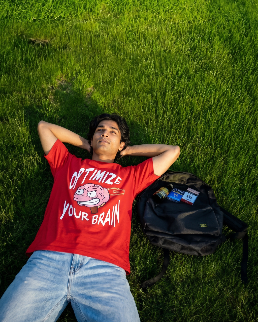 Optimize Your Brain Classic Red T-Shirt | 180 GSM Cotton Regular Fit Tee
