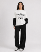 Own Your Story White With Black Sleeve Oversized T-Shirt | 240 GSM French Terry Cotton Graphic Tee