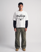 Own Your Story White With Black Sleeve Oversized T-Shirt | 240 GSM French Terry Cotton Graphic Tee