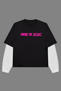 Piche To Dekho Black With White Sleeve Oversized T-Shirt | 240 GSM French Terry Cotton Graphic Tee