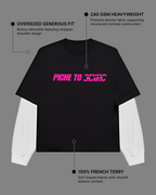 Piche To Dekho Black With White Sleeve Oversized T-Shirt | 240 GSM French Terry Cotton Graphic Tee