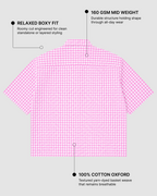 Pink Gingham Oxford Boxy Shirt | 160 GSM Cotton Oxford Check Shirt