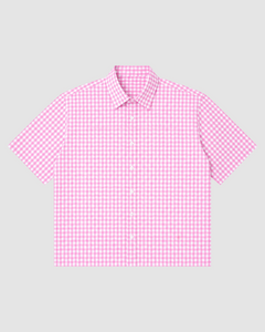 Pink Gingham Oxford Boxy Shirt | 160 GSM Cotton Oxford Check Shirt