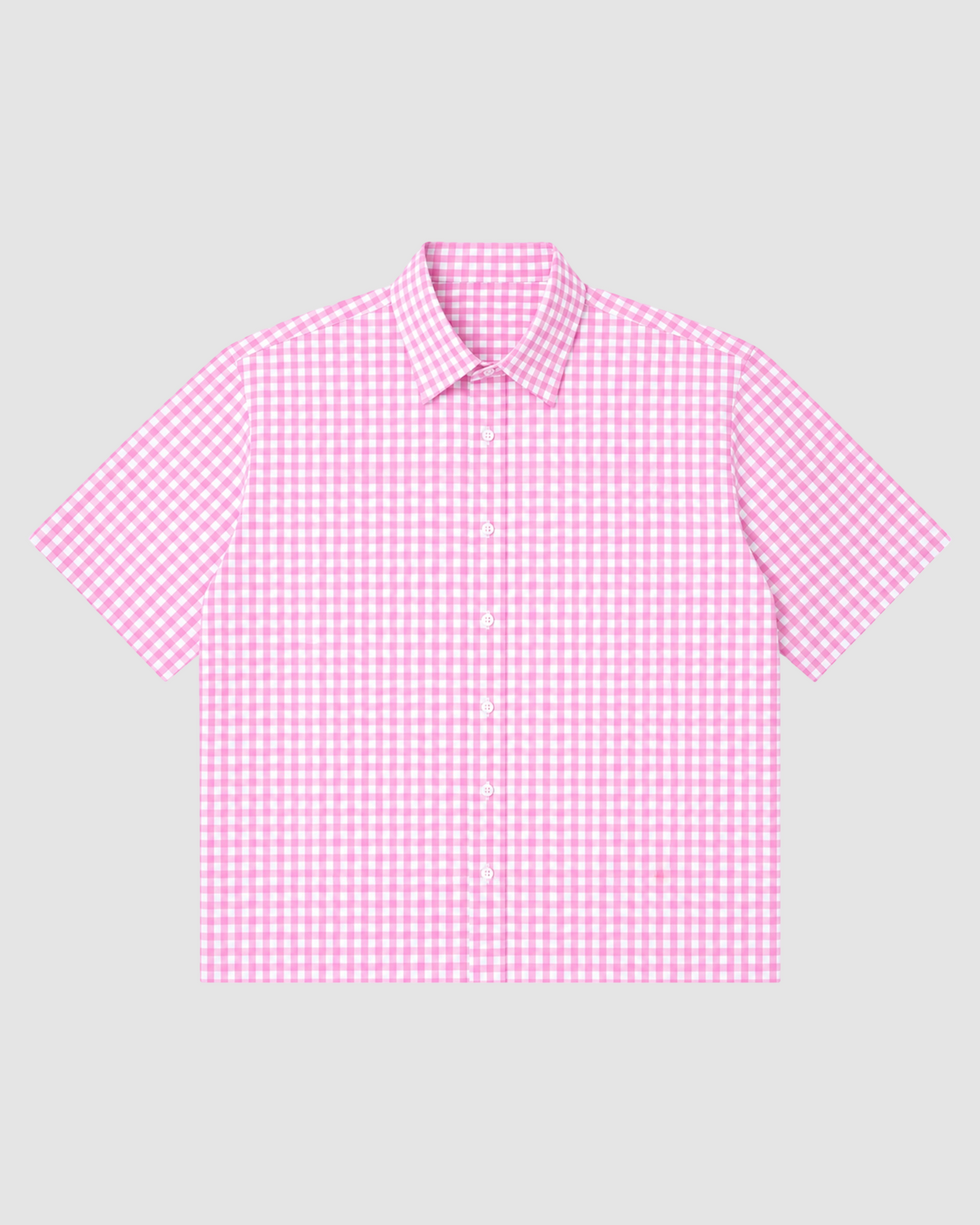 Pink Gingham Oxford Boxy Shirt | 160 GSM Cotton Oxford Check Shirt