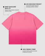 Pink Sunfade Ombre Wash Boxy Fit T-Shirt | 240 GSM French Terry Cotton Boxy Fit Tee