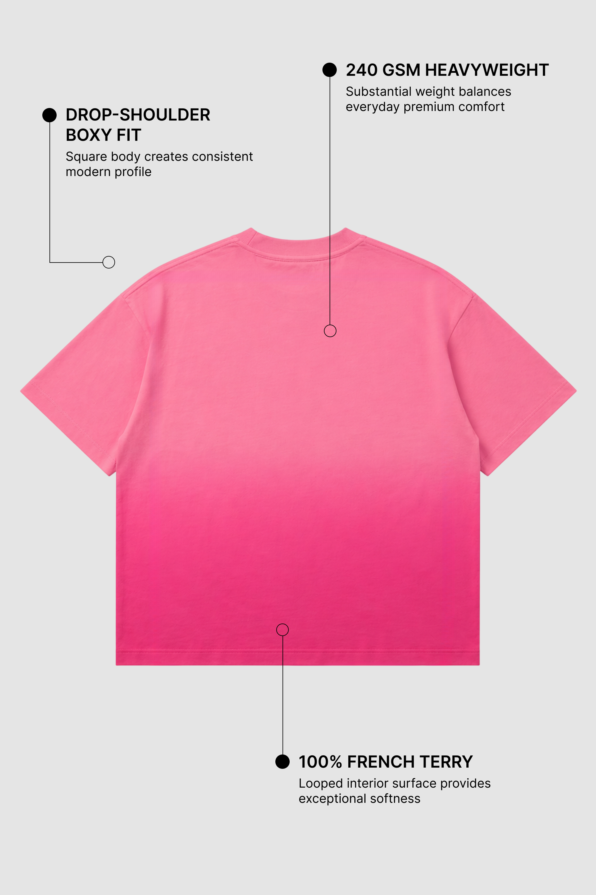 Pink Sunfade Ombre Wash Boxy Fit T-Shirt