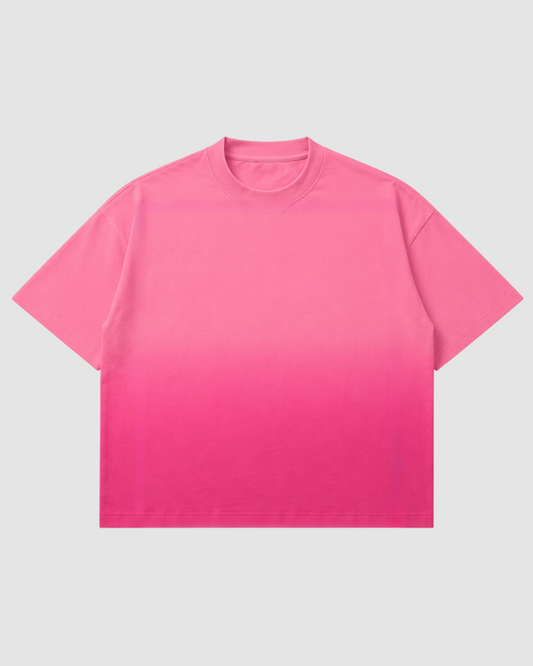 Pink Sunfade Ombre Wash Boxy Fit T-Shirt | 240 GSM French Terry Cotton Boxy Fit Tee