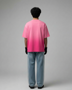 Pink Sunfade Ombre Wash Boxy Fit T-Shirt | 240 GSM French Terry Cotton Boxy Fit Tee