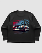 Rebel Roadster Tee | 240 GSM Black Cotton Waffle Knit Oversized Full-Sleeve Graphic T-shirt