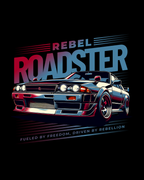 Rebel Roadster Tee | 240 GSM Black Cotton Waffle Knit Oversized Full-Sleeve Graphic T-shirt