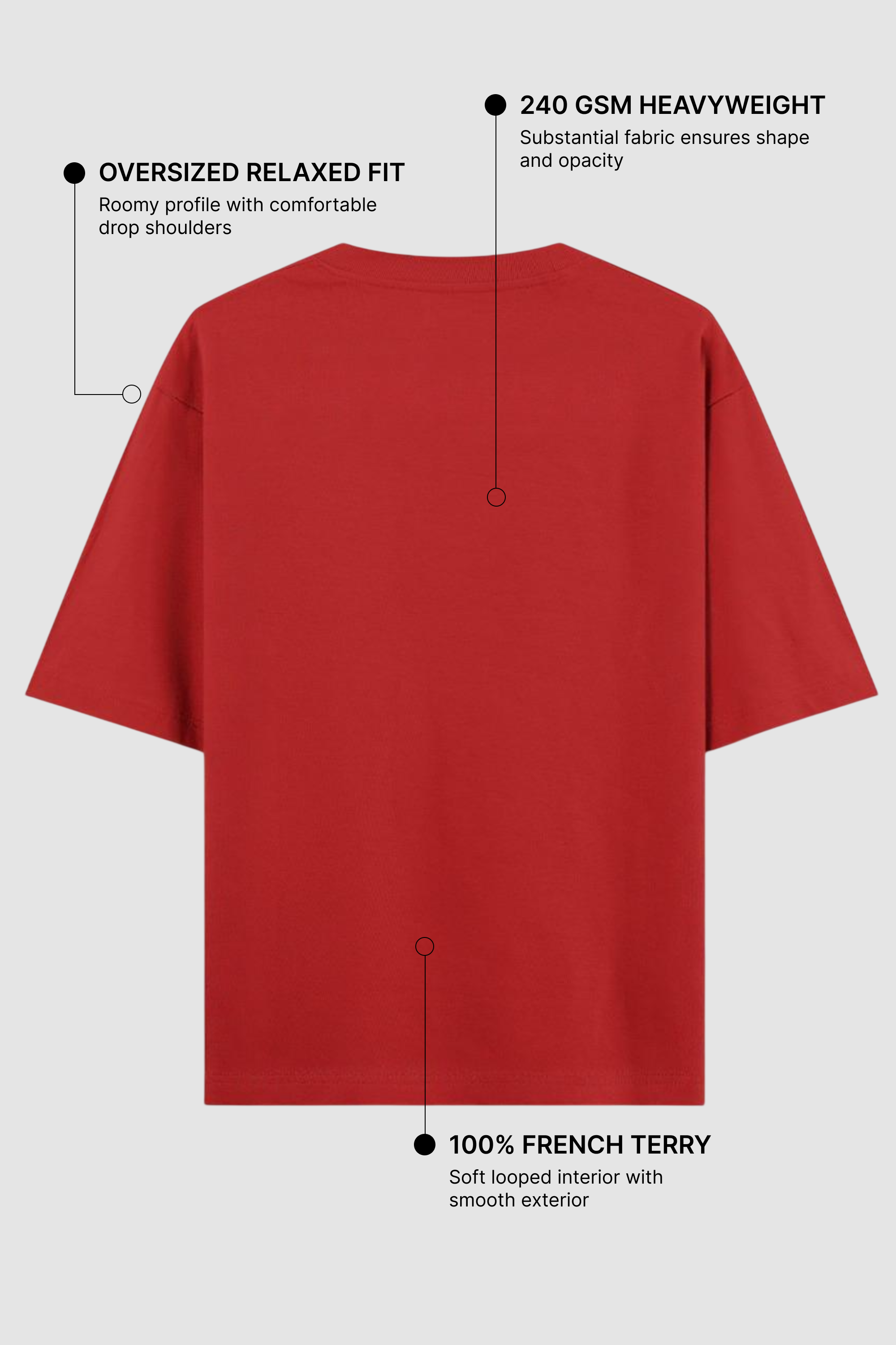Red French Terry Oversized T-Shirt
