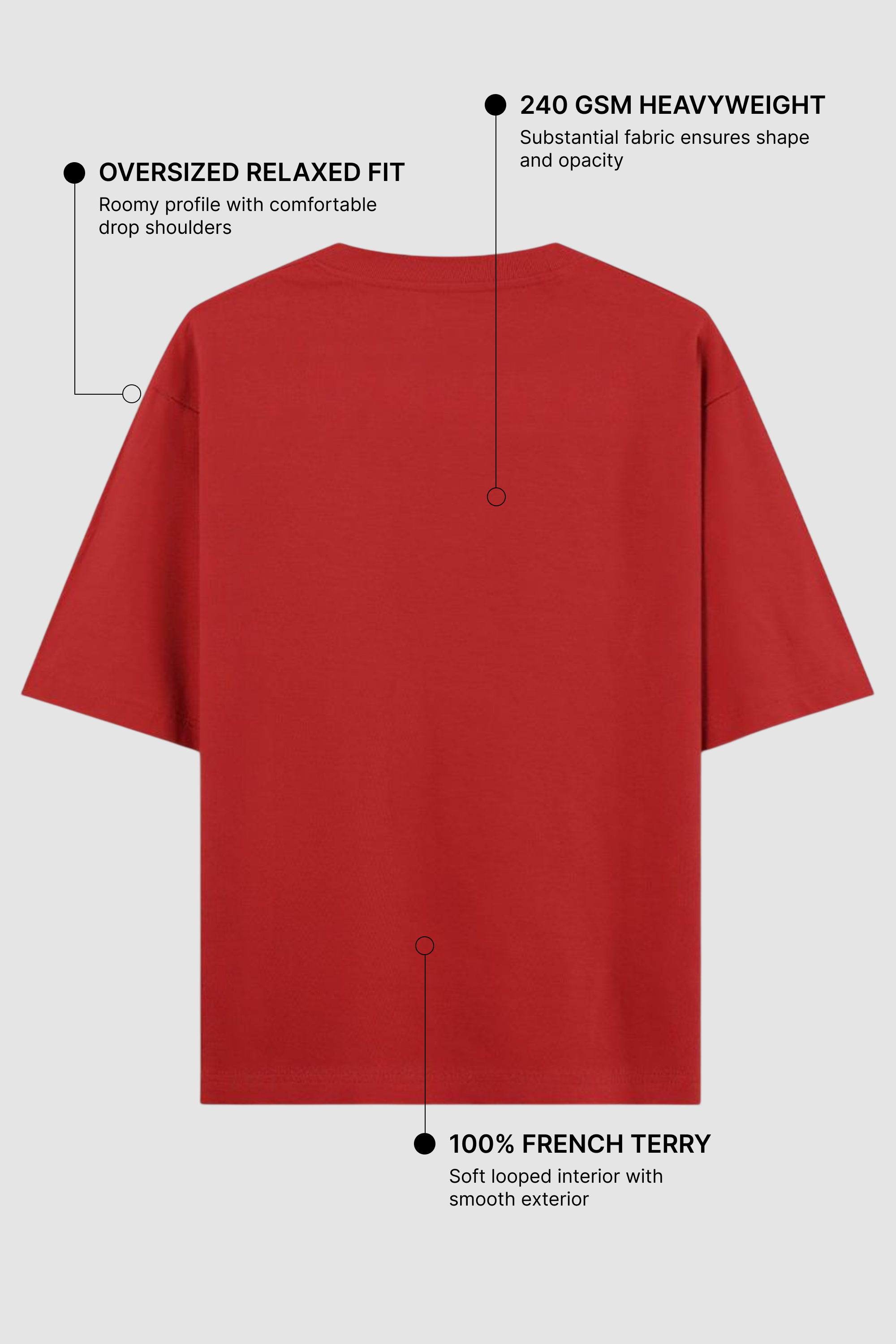 Red French Terry Oversized T-Shirt