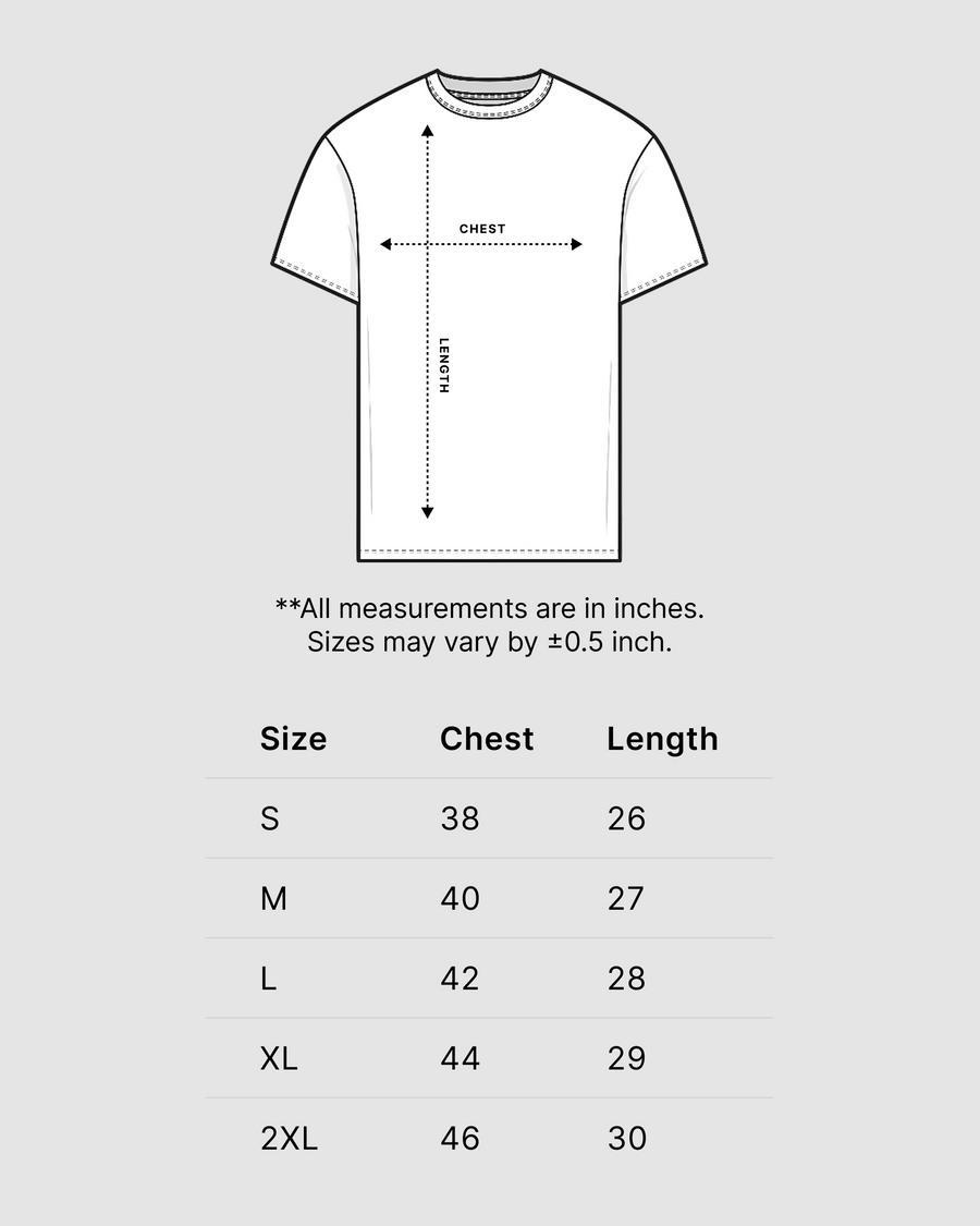 Maroon Regular Fit T-Shirt | 180 GSM 100% Cotton Everyday Tee Size Chart