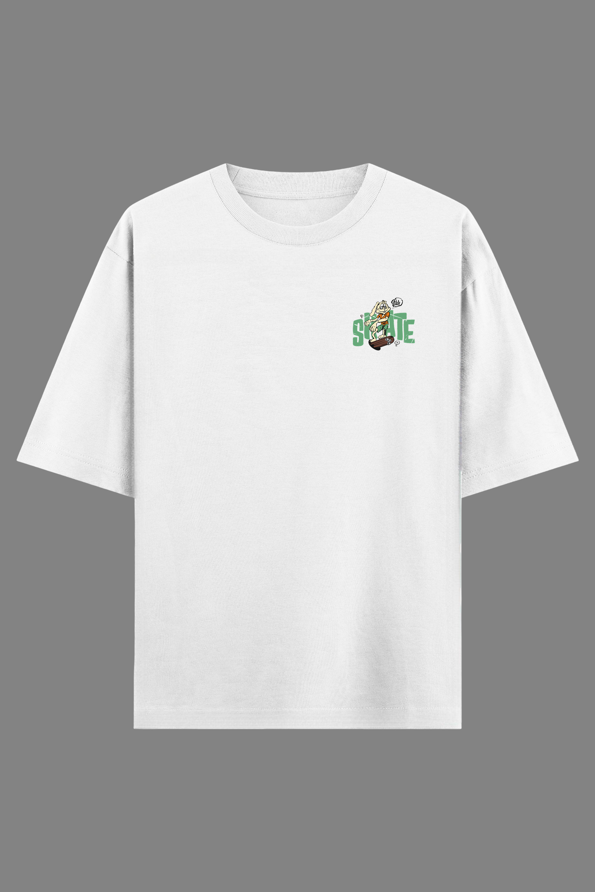 Skate Monkey Oversized White T-Shirt | 240 GSM Pure Cotton Graphic Tee