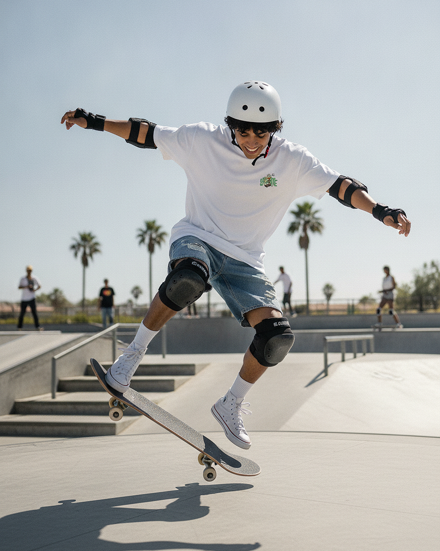 Skate Monkey White Oversized T-Shirt | 240 GSM French Terry Cotton Graphic Tee