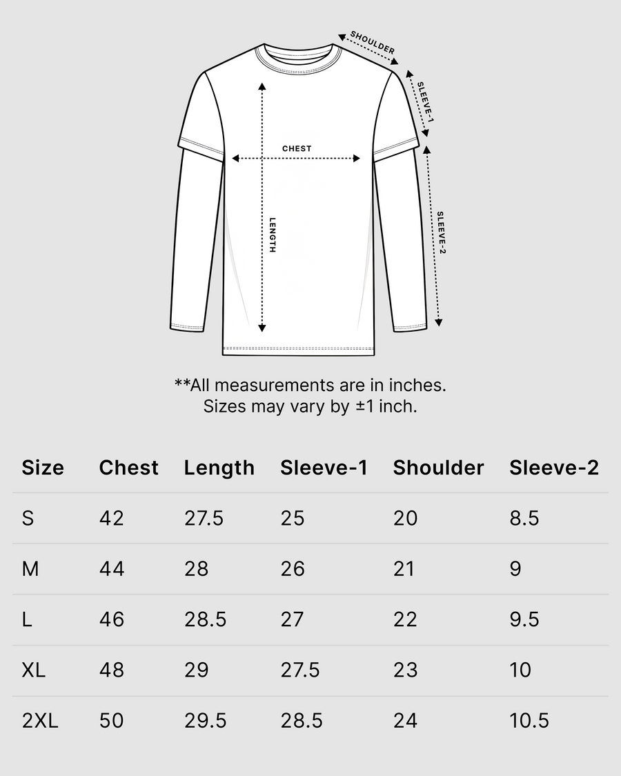 Black With White Sleeve Oversized T-Shirt | 240 GSM French Terry Cotton Oversized Tee Size Chart