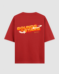 Sounds of Stars Red Oversized T-Shirt | 240 GSM French Terry Cotton Graphic Tee