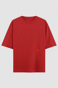 Sounds of Stars Red Oversized T-Shirt | 240 GSM French Terry Cotton Graphic Tee