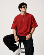 Sounds of Stars Red Oversized T-Shirt | 240 GSM French Terry Cotton Graphic Tee