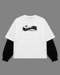 The Fearless Oversized Tee | 240 GSM French Terry Cotton White with Black Sleeves
