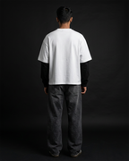 The Fearless Oversized Tee | 240 GSM French Terry Cotton White with Black Sleeves