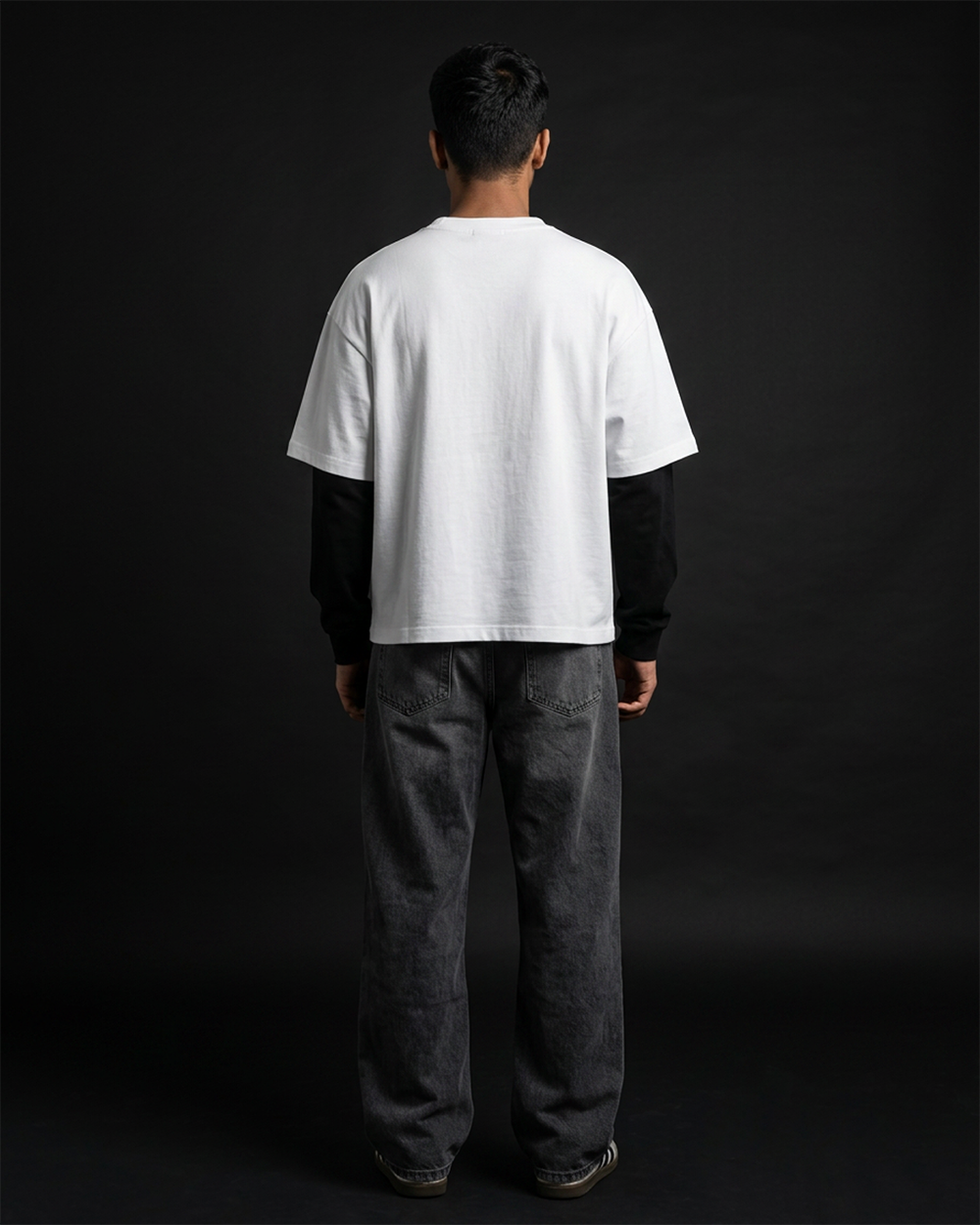 The Fearless Oversized Tee | 240 GSM French Terry Cotton White with Black Sleeves