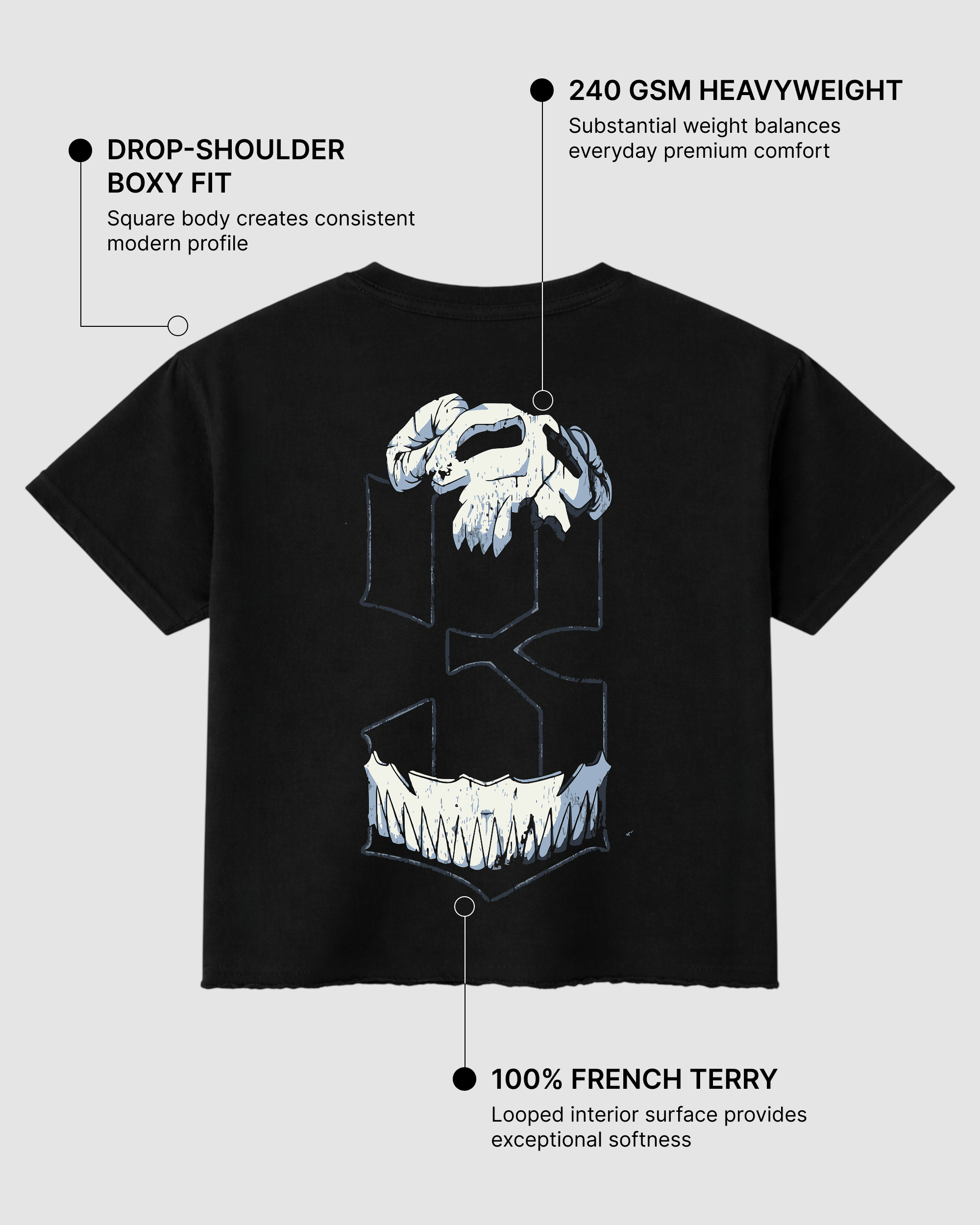 The Third Graphic Boxy Fit T-Shirt | 240 GSM French Terry Black Graphic Tee