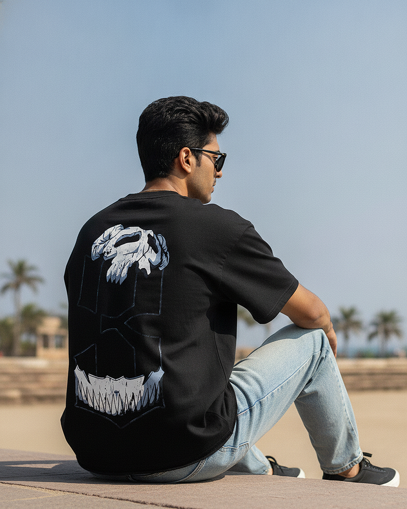 The Third Graphic Boxy Fit T-Shirt | 240 GSM French Terry Black Graphic Tee