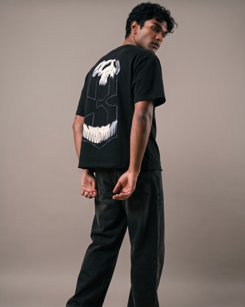 The Third Boxy Fit T-Shirt | 240 GSM French Terry Black Graphic Tee