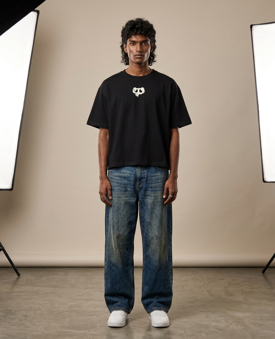 The Third Boxy Fit T-Shirt | 240 GSM French Terry Black Graphic Tee