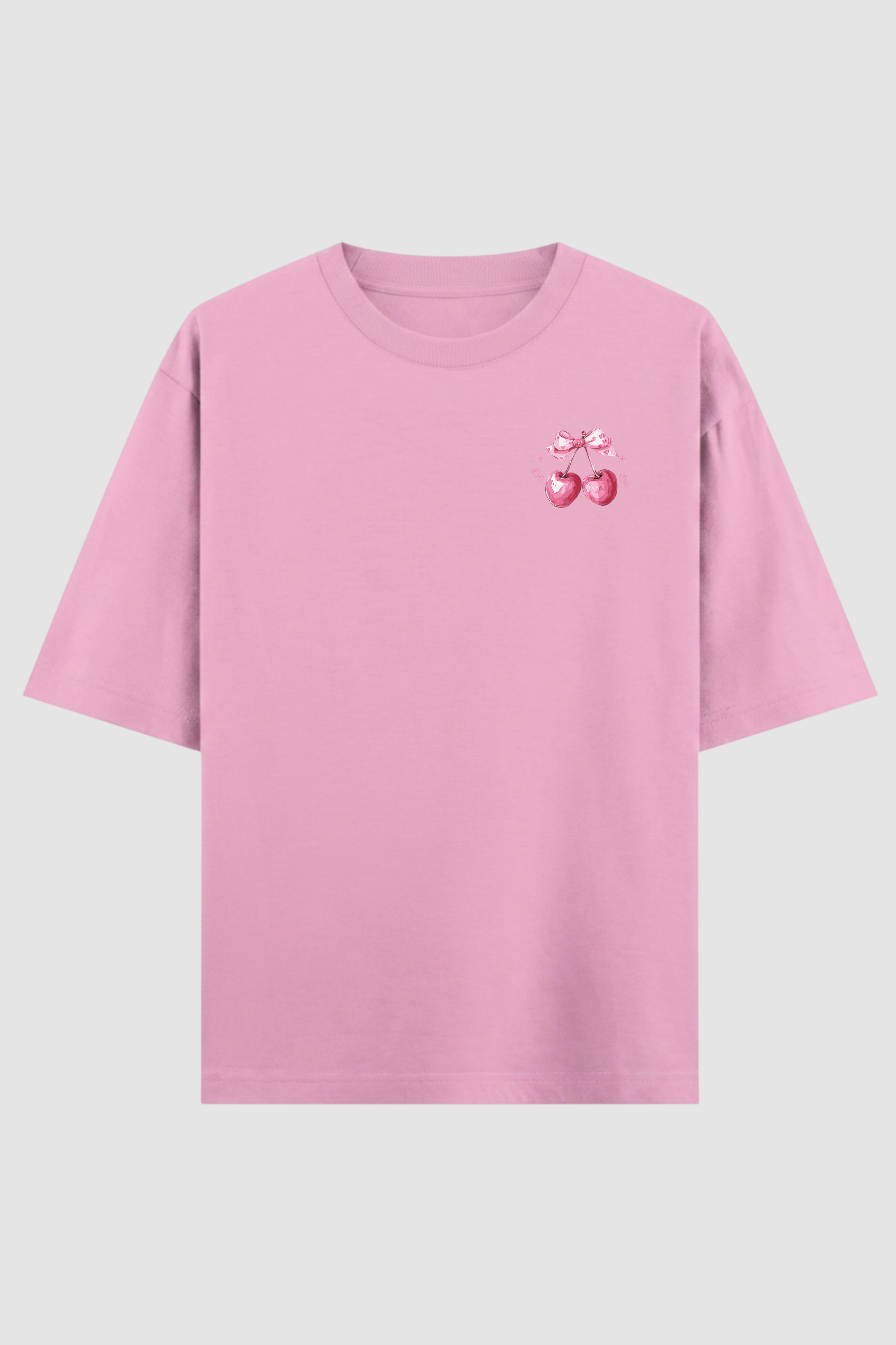 Tied With Sweetness Baby Pink Oversized Tee | 240 GSM Cotton Graphic Tee