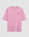 Tied With Sweetness Baby Pink Oversized Tee | 240 GSM French Terry Cotton Graphic Tee
