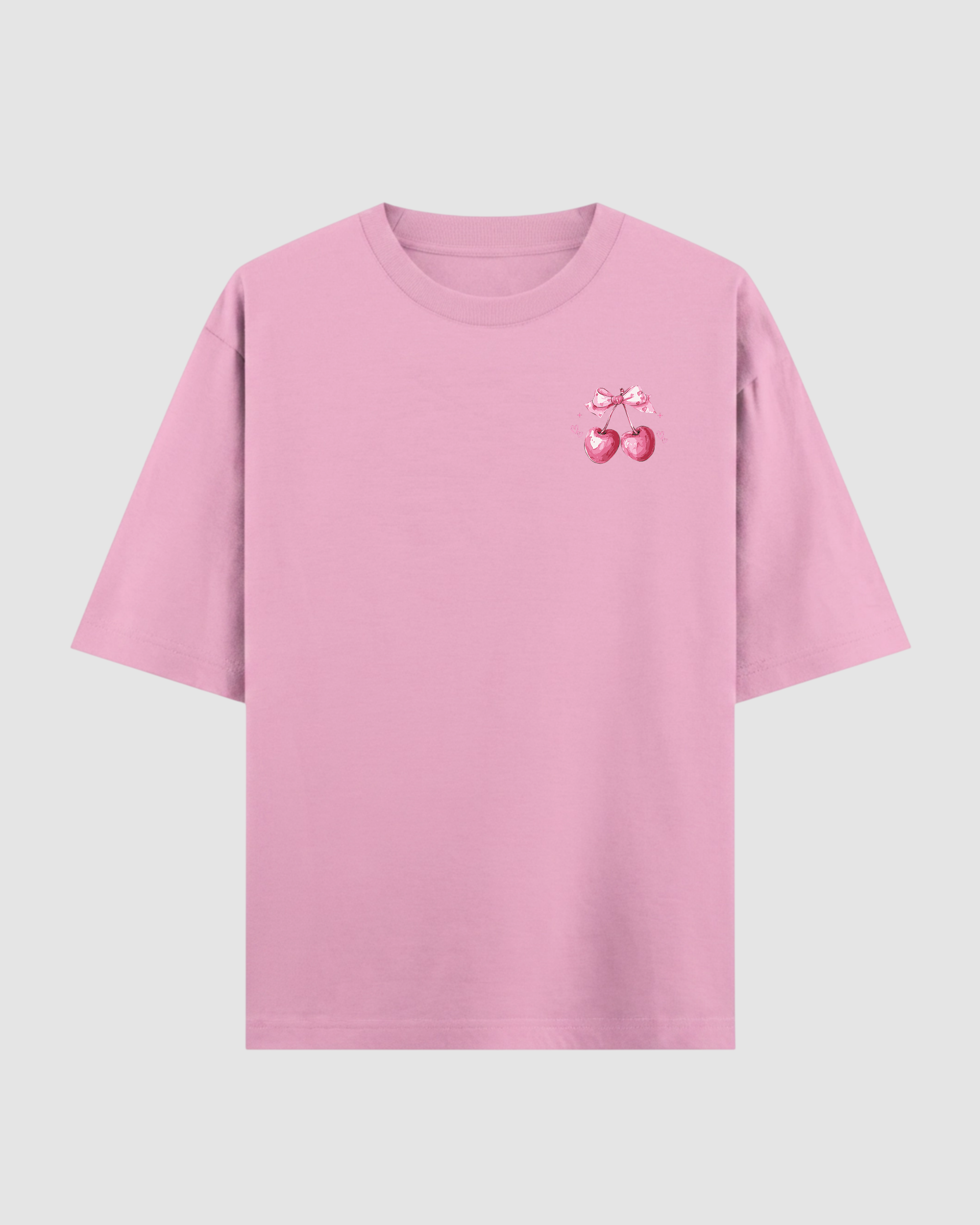 Tied With Sweetness Baby Pink Oversized Tee | 240 GSM French Terry Cotton Graphic Tee