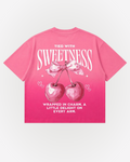 Tied With Sweetness Graphic Boxy Fit T-Shirt | 240 GSM French Terry Pink Sunfade Ombré Wash Graphic Tee