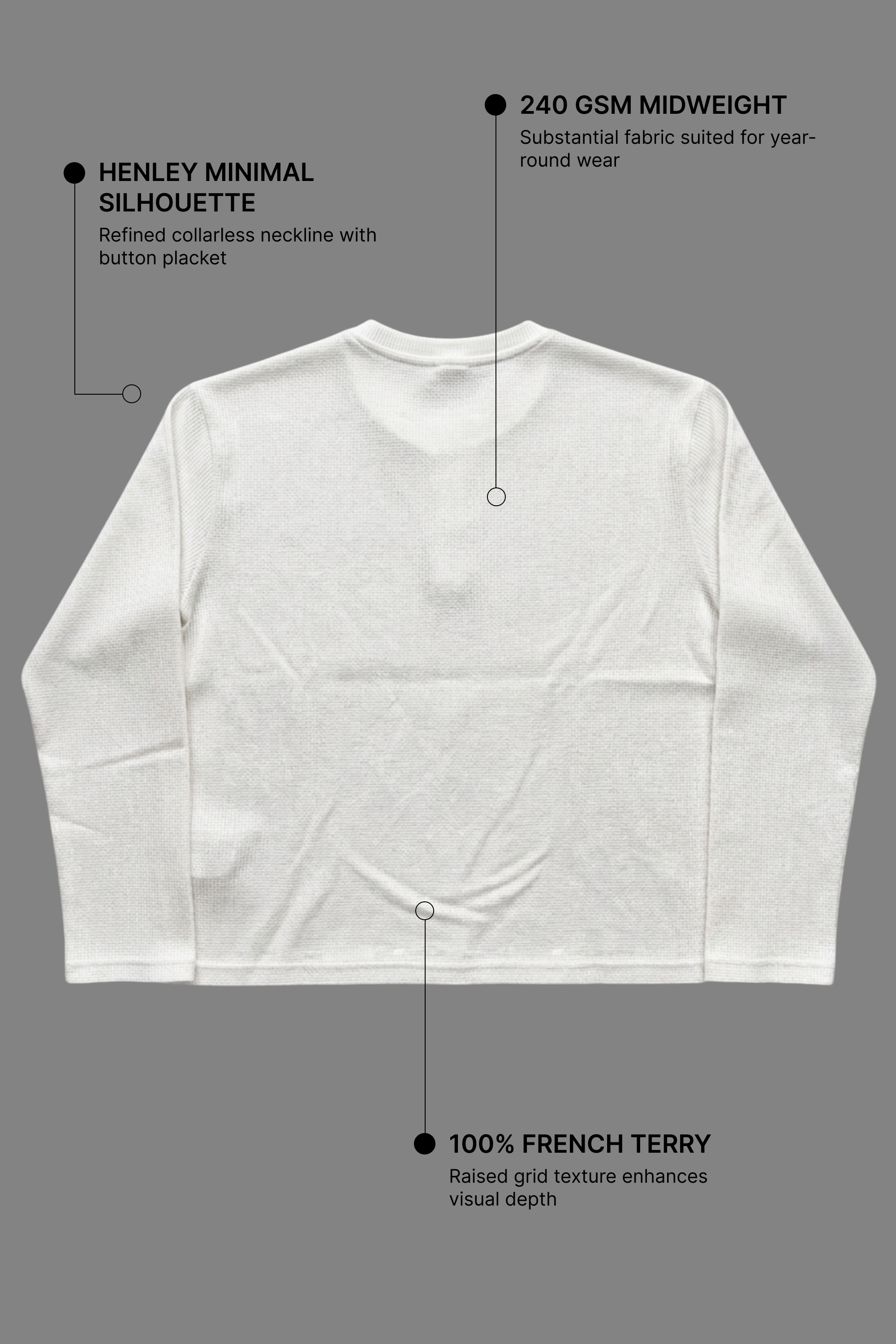 White Henley Waffle Knit T-Shirt