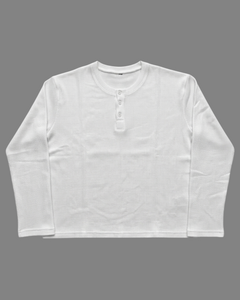 White Henley Waffle Knit T-Shirt | 240 GSM Waffle Knit Cotton Henley Tee