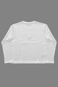 White Henley Waffle Knit T-Shirt