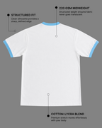 White & Sky Blue Ringer T-Shirt | 220 GSM 96% Cotton Lycra Ringer Tee
