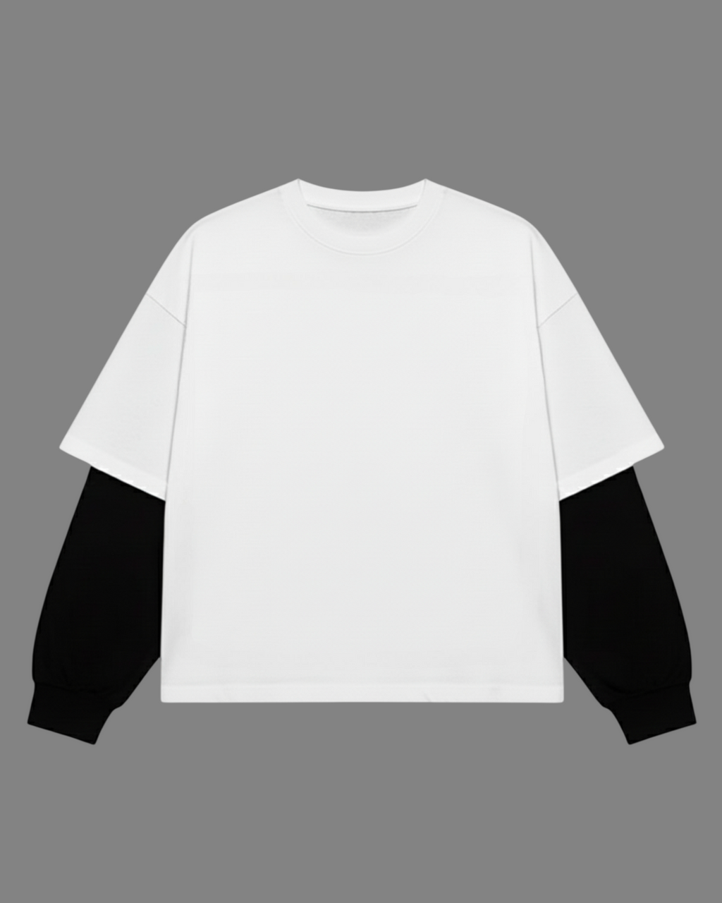 White With Black Sleeve Oversized T-Shirt | 240 GSM French Terry Cotton Oversized Tee